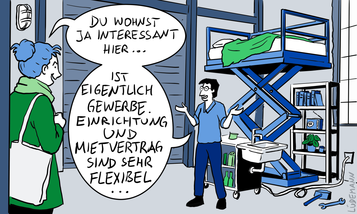 Ein Cartoon: Ein Mann und eine Frau unterhalten sich.